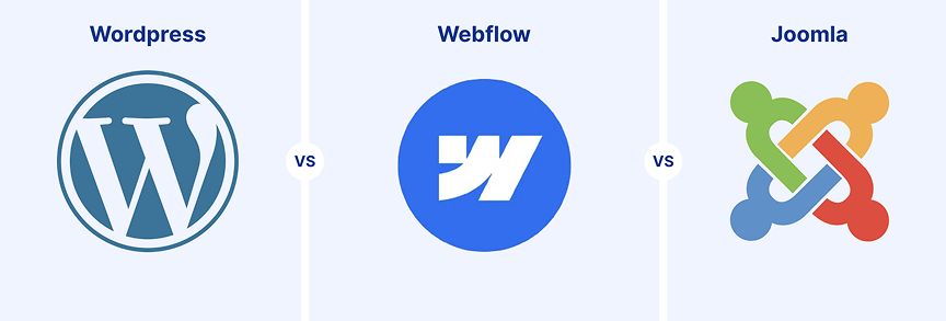 Cms comparison 2025: wordpress vs webflow vs joomla