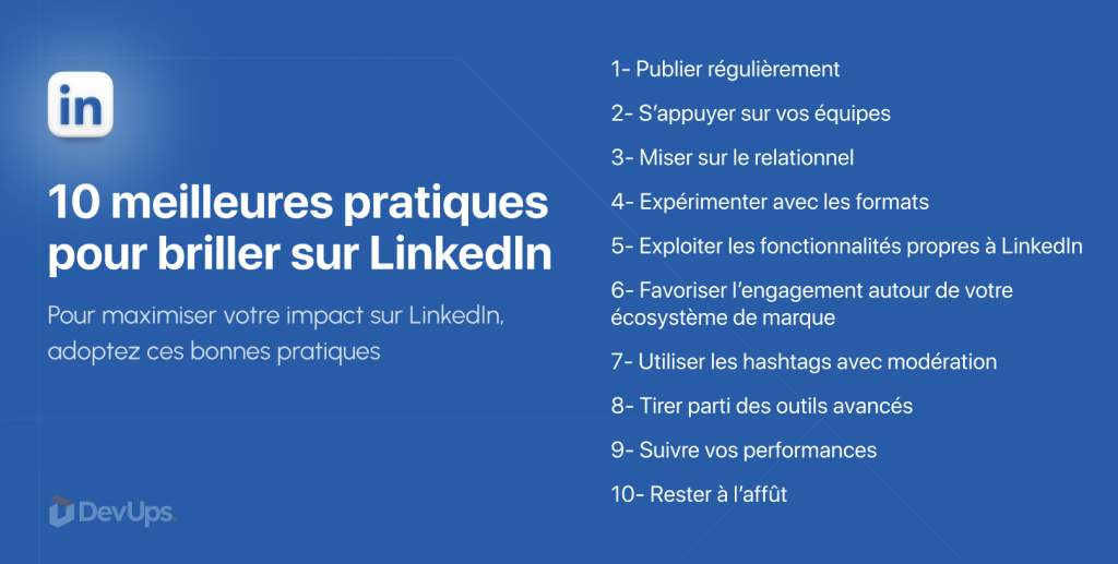 10 meilleures pratiques pour briller sur LinkedIn -DevUps